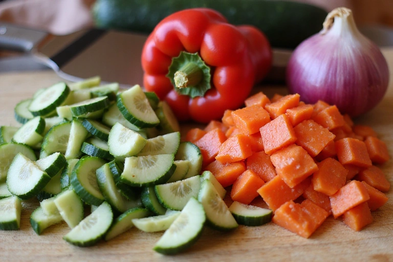 Krájení zeleniny na salát