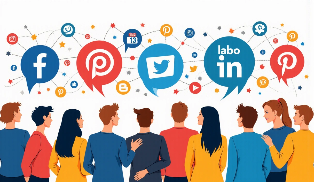 Lidé komunikující prostřednictvím sociálních médií, propojení a sdílení informací